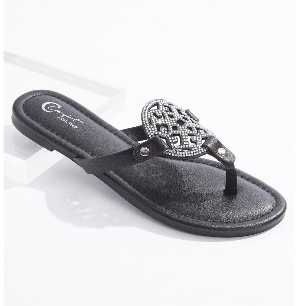 RHINESTONE MEDALLION SANDALS